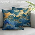 thumbnail image 3 of Acheng Short Plush Pillowcase 1 Piece Gold and Blue Abstract Art White, 3 of 5