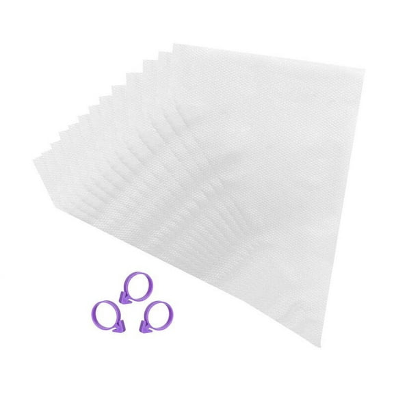 100-Count 14" Disposable Pastry Frosting Piping Bags w/ 3 Rubber Ties