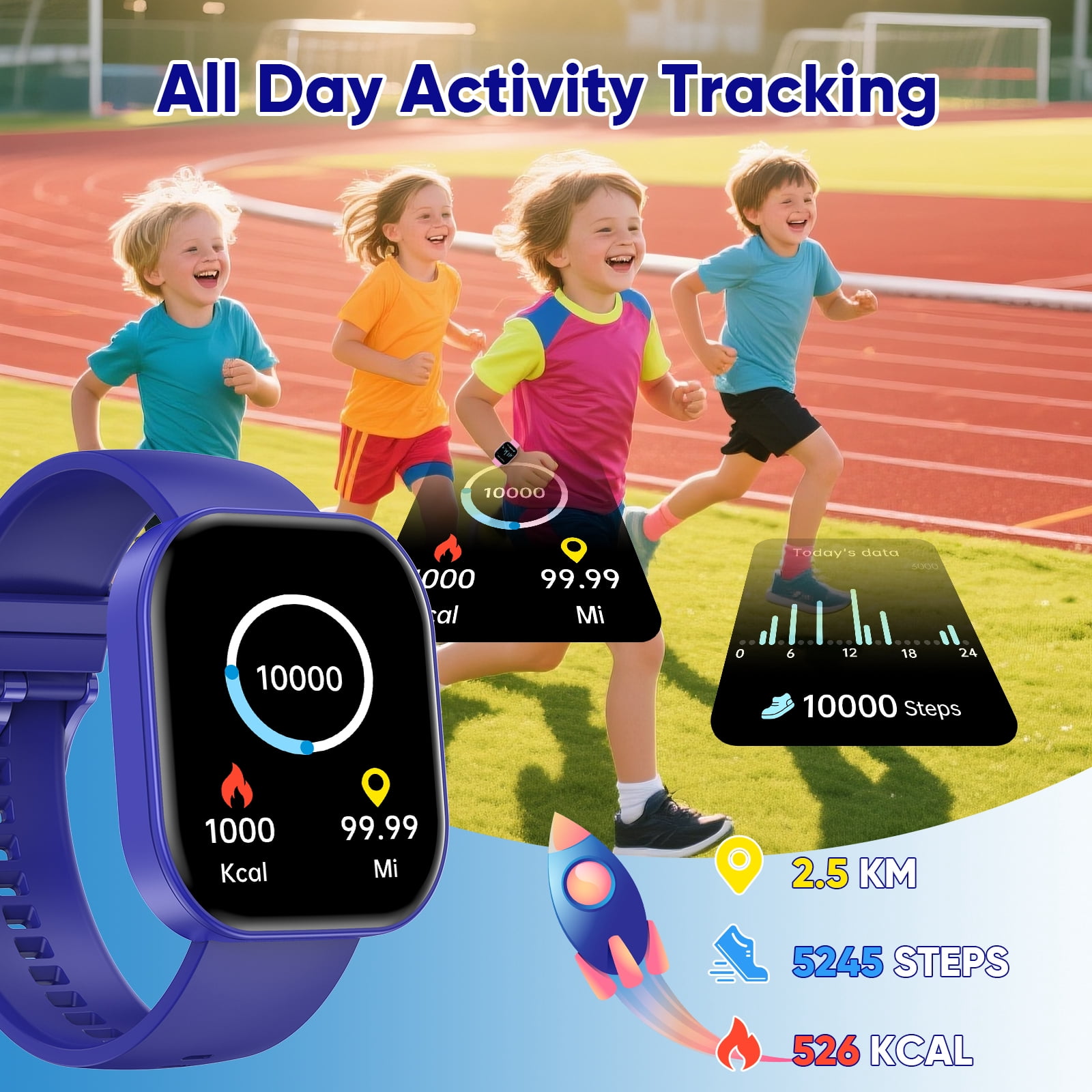 Mingdaln Kids Smart Watch Gift for Age 5-12, 13 Games HD Touch Screen Watches with Music Player Pedometer Flashlight 12/24 hr Educational Toys Birthday Gifts for Ages 7 8 9 10