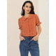 thumbnail image 3 of Camisa Vintage Con Botones Cuello Peter Pan Volantes Lunares Allegra K Rojo Naranja L, 3 of 6