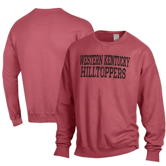 Men's ComfortWash Red Western Kentucky Hilltoppers Garment Dyed Fleece Crewneck Pullover Sweatshirt