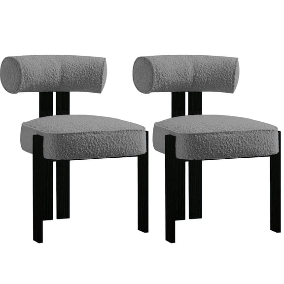 Set of 2 Modern Boucle Accent Dining Chairs – Ergonomic Curved Back, Comfortable Upholstered Seat, Rubber Wood Legs – Ideal for Dining Room, Kitchen