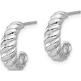 thumbnail image 2 of Sterling Silver Rhodium-Plated Scalloped Post Hoop Earrings (Width 14) (Length 15.25) - Jbsp, 2 of 5