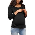 thumbnail image 2 of T-shirt de Maternité Irrégulier à Ourlet Doux pour Femmes, Manches Longues, Col Rond, Basique, Allaitement, 2 of 4