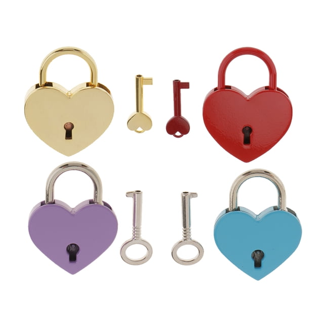 4Pack Lock Set En Forma De Corazón Con Llave Para Cajas De Joyería Maleta De Equipaje SM SunniMix Candado lindo en forma de corazón