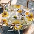 thumbnail image 3 of Sunflower Fitted Tablecloth with Elastic Edged, Round Table Cloth for Dining Table, Vintage Summer Bee Botanical Farmhouse Waterproof Oil Proof Table Cover for Indoor Outdoor 55"-60", 3 of 9