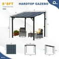 thumbnail image 5 of MEISSALIVVE 8' x 8' Hardtop Wall Mounted Gazebo Pergola, Lean-to Metal Awning with Sloped Roof, Outdoor Shelter for Patio, Deck, Backyard, Black, 5 of 10