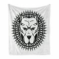 thumbnail image 1 of Pitbull Soft Flannel Fleece Blanket, Abstract Illustration Portrait of Aggressive Fighting Dog on Spiky Round Motif, Cozy Plush for Indoor and Outdoor Use, 70" x 90", Black and White, by Ambesonne, 1 of 6