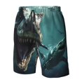 Adobk Underwater Dinosaur Shark Print Men's Swim Trunks Hawaiian