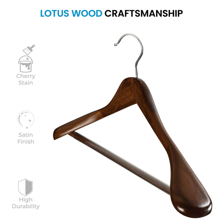 High-Grade Wide Shoulder Wooden Coat Hangers - Solid Wood Suit