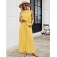 thumbnail image 3 of Women's Linen 2 Piece Outfits Sleeveless Ruffle Top Wide Leg Pants Summer Loungewear Beach Travel Sets, 3 of 11
