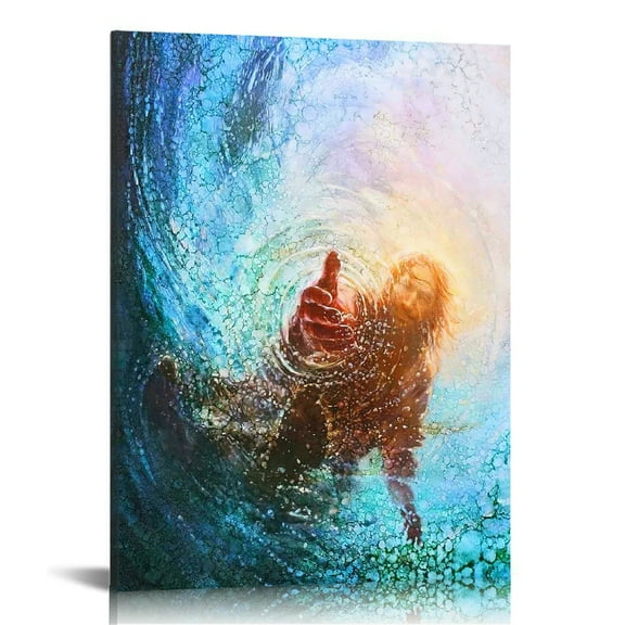 Jesus Give me Hand wall art decor Christian wall art, Jesus Canvas Wall Art Print ，Jesus Decorations Religious Christian Gifts for Church Prayer Room Living Room Home Decor Gift Wooden Framed