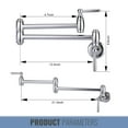 thumbnail image 6 of Wowow Pot Filler Faucet, Wall Mount Kitchen Folding Faucet 2 Handle with Double Joint Swing Arms, Polished Chrome, 6 of 7