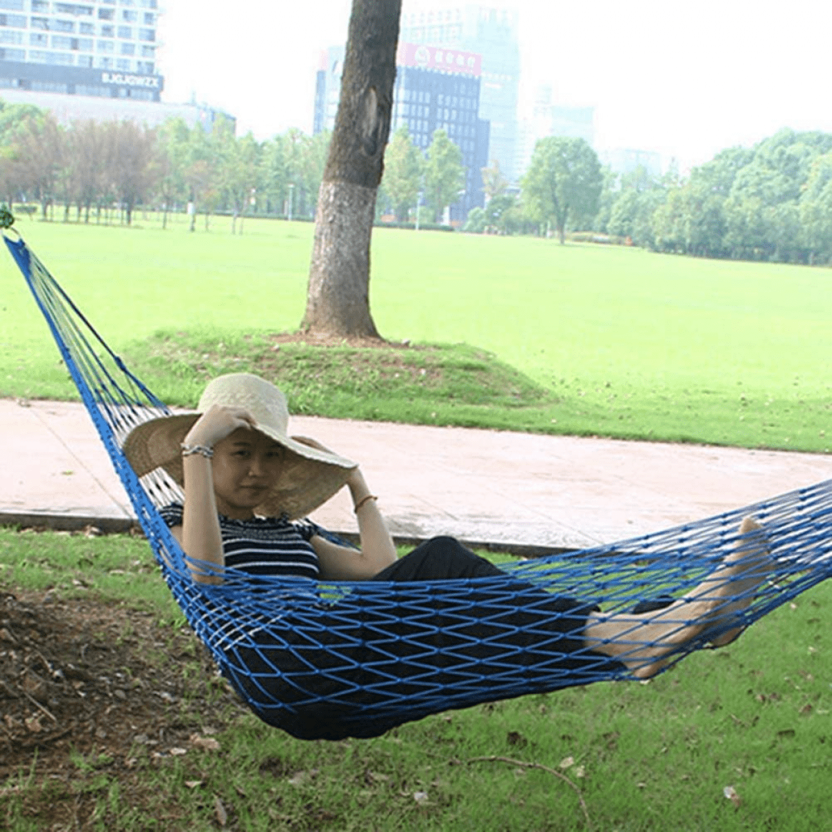Nylon Portable Mesh Hammock Hanging Sleeping Bed Swing Outdoor Travel Camping 