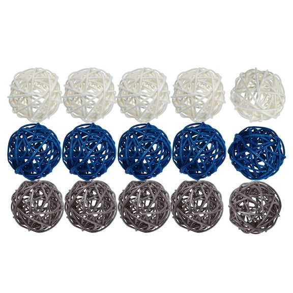 24/15x Mixed Natural Wicker Rattan Balls Decorative Bird Toys Wedding Table Christmas Vase Fillers home and Florist Blue Gray White 15