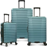 U.S. Traveler Boren Polycarbonate Hardside Rugged Travel Suitcase Luggage with 8 Spinner Wheels, Aluminum Handle, Teal, 3-Piece Set, USB Port in Carry-On