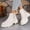 White, variant on Women's Chunky Sole Boots for Women Low Heel Ankle Booties Fall Winter Fashion Comfortable Casual Shoes White 36