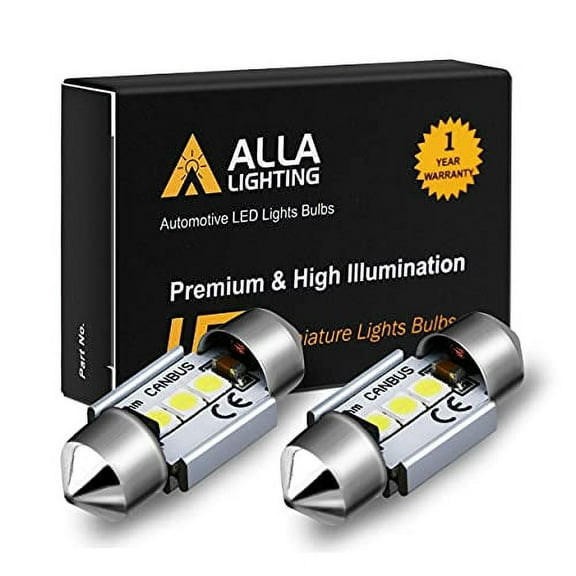 Alla Lighting 2x Festoon Interior Lights Map Lights Dome Light Lamps Super Bright SMD LED Bulbs Replacement for 2003-2012 Accord DE3175 DE3022 DE3021 (White)