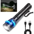 thumbnail image 1 of YWC-L45 LED Rechargeable Flashlight 2000 High Lumens, USB Super Bright Flashlight, Zoomable Flashlights, Waterproof IPX6, 4 Modes Outdoor Emergency Survival Light with USB Charging Cable, 1 of 4