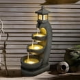 thumbnail image 2 of Outdoor Waterfall Fountain with LED Lights Stacked Rock Garden Fountain Multi-Tier Cascading Resin Water Feature for Patio Yard Porch Decor, 2 of 9