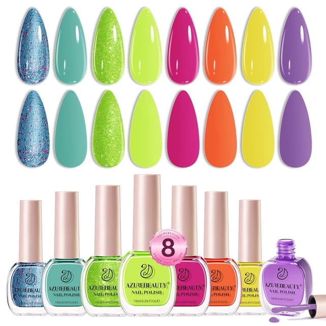Set de esmaltes de uñas AZUREBEAUTY Summer 8 colores, 10 ml, secado rápido
