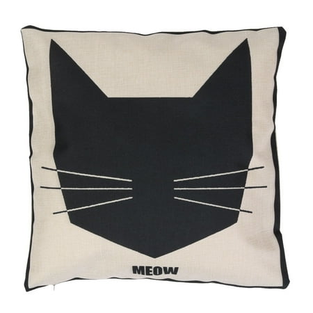 Linge Coton Motif Chat Retour Housse Coussin Oreiller Noir Beige 18 X 18 Pouces Walmart Canada