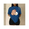 thumbnail image 1 of Playera Blusa De Capybara Comiendo Un Huevo Estrellado Capibara Ropa Para Mujer Divertida Color Azul Talla Grande Marca Emil SaEs, 1 of 4