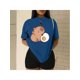 thumbnail image 1 of Playera Blusa De Capybara Comiendo Un Huevo Estrellado Capibara Ropa Para Mujer Divertida Color Azul Talla Chica Marca Emil SaEs, 1 of 4