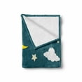 thumbnail image 2 of Cloud Soft Flannel Fleece Throw Blanket, Night Sky Illustration with Crescent Moon Stars Hanging on Threads, Cozy Plush for Indoor and Outdoor Use, 60" x 80", Teal Yellow, by Ambesonne, 2 of 6