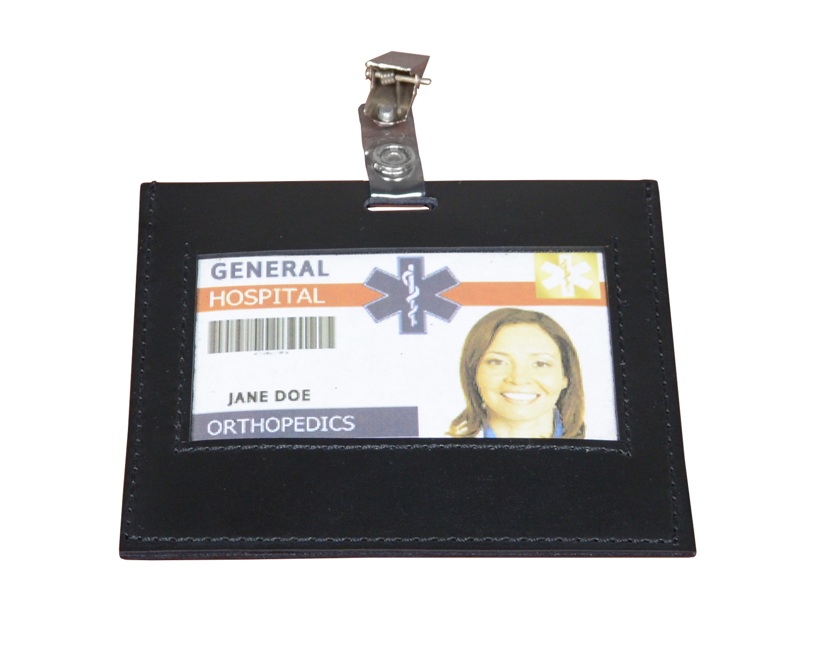 Black Leather ID Badge Holder