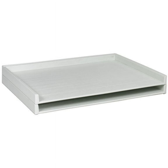 Pemberly Row Giant Stack Plastic File Tray for 30"x 42" Documents in White (Set of 2)