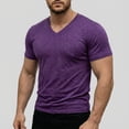 thumbnail image 2 of LTTVQM Men's Spring Tops V-Neck Short Sleeve Casual Fashion Solid Color Lightweight Pullover T Shirts Dark Purple 3XL, 2 of 5