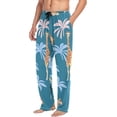 thumbnail image 4 of Men's Pajama Pants with Pockets Sleepwear Lounge Pants Stretch Casual Tropical Giraffes Palm Trees, 4 of 6