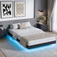 thumbnail image 5 of YouTrend Queen Bed Frame with RGB LED Lights,Floating Bed with Fluted Design;Heavy Duty Steel, Modern Metal Queen Size Bed,Black, 5 of 8