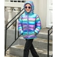 thumbnail image 4 of Aideaone Girls Puffer Jacket Packable Hooded Warmth Padded Winter Coat Metallic Shine Outerwear 10-12Years, 4 of 8