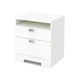 thumbnail image 1 of South Shore Reevo 2-Drawer Nightstand, Pure White with Matte Nickel Handles, 1 of 5
