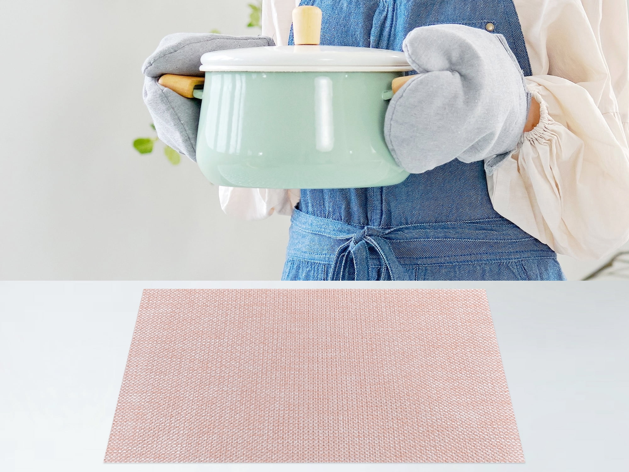 Unique Bargains Placemats Set of 6 Washable Placemats for Dining Table Decor Pink