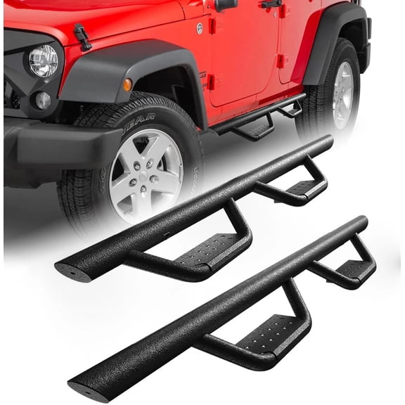 Running Boards for 2007-2018 Jeep Wrangler JK JKU 4 Door, 6" Drop Side Steps Nerf Bars Black Off-Road Running Board