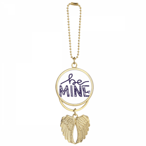 Be Mine Cute Quote Handwrite Car Keychain Angel Wing Pendant