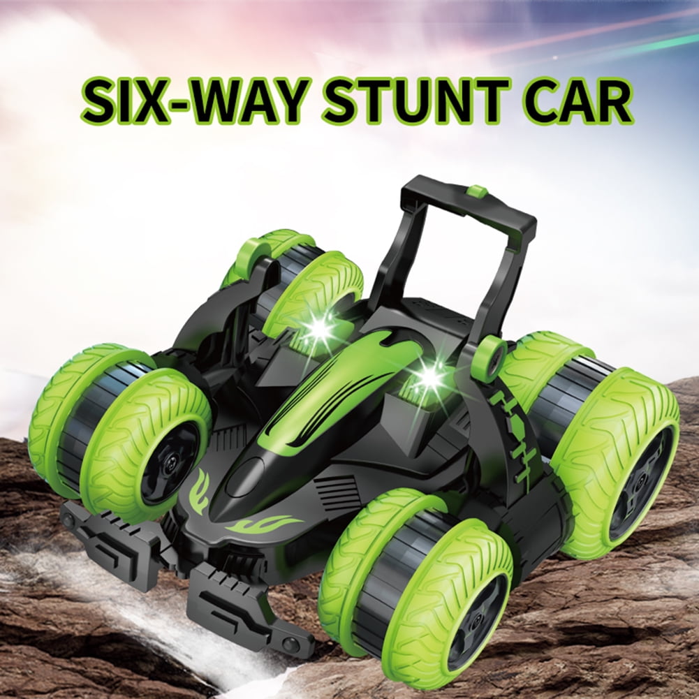 Kepooman Kids Double Sided Remote Control Car Toys with 360° Rotation & Lights, Green Kepooman Kids Double Sided Remote Control Car Toys with 360° Rotation & Lights, Green