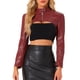 thumbnail image 1 of CHAQUETA CORTA DE CUERO SINTÉTICO CON CUELLO ALTO Y CREMALLERA PARA MUJERES INSPIRE CHIC, TALLA XS, ROJO OSCURO, 1 of 6