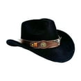 thumbnail image 1 of Sombrero de vaquero clásico primavera otoño ala grande para disfraz de vacaciones de invierno al aire libre Negro, 1 of 8
