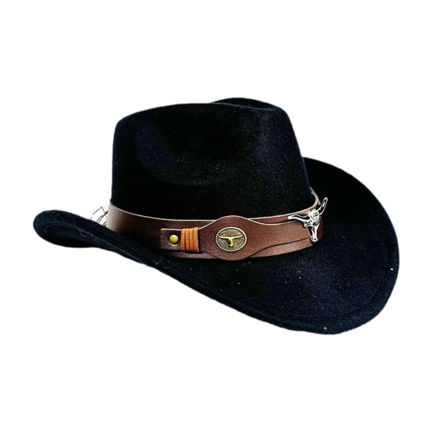 Sombrero de vaquero Sombrero para el sol cómodo e informal para acampar al aire libre Disfraz de vacaciones de invierno Negro