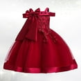 thumbnail image 2 of XIYON Girls Summer Dress Little Girls Off Shoulder Bow Evening Gown Princess Pageant Dress For Birthday Parties & Stage Performances 6-7 Years, 2 of 6
