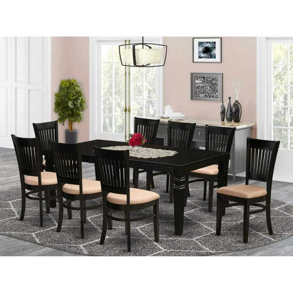 East West Furniture Dining Table- Table Leg Dining Chairs, LGVA9-BLK-C