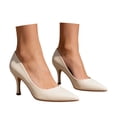 thumbnail image 2 of BdTemWBs Elegant Black Pointed Toe Heels For With Slip On Bowless Design For And Evening Wear (White,7.5), 2 of 5