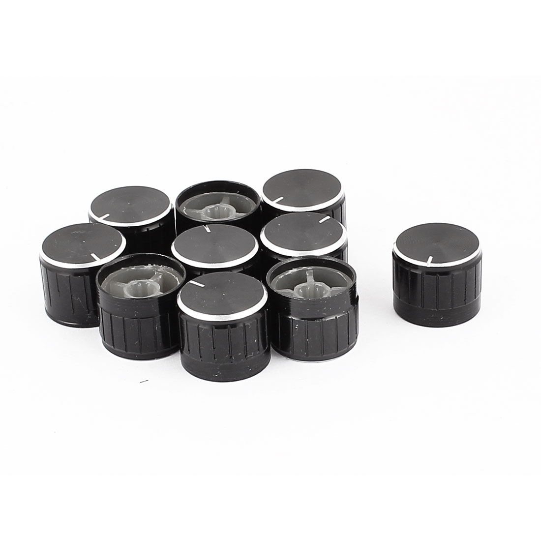10 Pcs 21mmx6mm Aluminium Alloy Potentiometer Knob Cap Knurled Button Black
