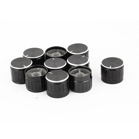 10 Pcs 21mmx6mm Aluminium Alloy Potentiometer Knob Cap Knurled Button Black