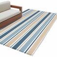 thumbnail image 6 of Khaki Blue Striped Area Rug 4x6 Washable Rug Non Slip Farmhouse Stripes Modern Abstract Art Large Area Rug Indoor Floor Carpet for Entryway Bedroom Kitchen Living Room Home Office Dining Room Nursery, 6 of 8