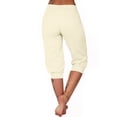 thumbnail image 4 of Tnhcen Women's Plus Size 4XL-5XL Low-Rise Slim-Fit Capri Pants · Casual Drawstring Waist Ankle Pants · Stretch Gabardine Solid Color Button-Pocket Seven-Inch Trousers, 4 of 9